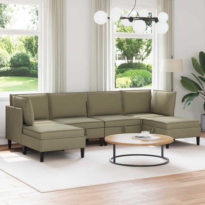 vidaXL Woonkamer Meubelset 6 st Kaki Stof