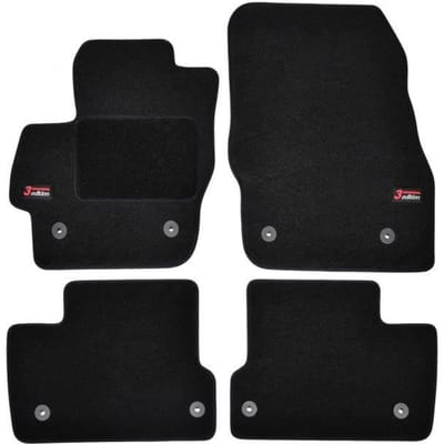 Tapis de sol - Logo - Mazda 3 - Velours noir - 4 pièces - Ajustement précis