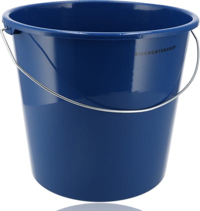Emmer 10L blauw - Stevige huishoudemmer met handvat - Cementemmer, Poetsemmer en Bouwemmer - Kunststof met metalen hengsel - 28x25 cm