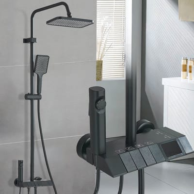 Mat Zwarte Doucheset Regendouche Set – 4 Functies – Vierkante Regendouche & Handdouche – RVS – Met Bidetsproeier