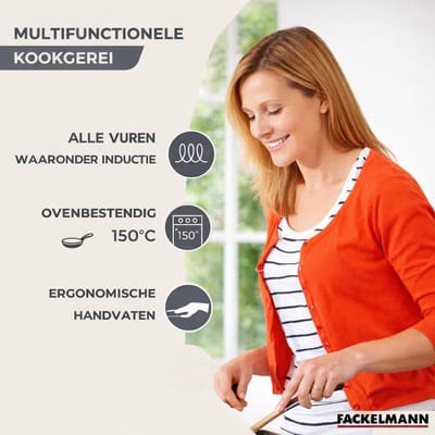 Set 2 pannen 20 en 24 cm en 3 steelpannen 12 16 en 20 cm in roestvrij staal Fackelmann Geneva