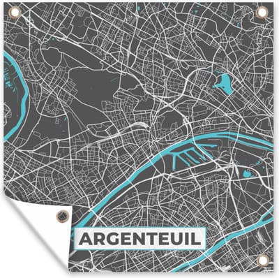 Tuin poster Argenteuil - Frankrijk - Kaart - Stadskaart - Plattegrond - 200x200 cm - Tuindoek