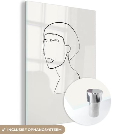 MuchoWow® Glasschilderij 120x160 cm - Schilderij acrylglas - Tekst - Vrouwen - Line art - Quotes - Foto op glas - Schilderijen