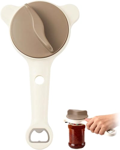 Flesopener - Dekselopener - Verstelbare Flessenopener – Antislip – Voor Potten, Flessen, Jampotten – Keukenhulp – Voor Senioren & Zwakkere Handen - 24cm - Beige