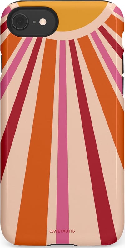 Casetastic Hoesje Geschikt voor Apple iPhone 7/8/SE - Stijlvolle Beschermende Duo-layer Case - Retro straal