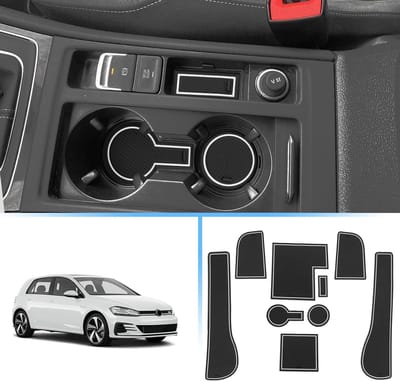 Antislipmatten voor VW Golf 7 en 7.5 (2013-2019) - Rubber matten voor middenconsole, bekerhouder en deur, autoaccessoires voor optimaal comfort
