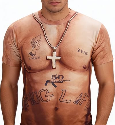 Thug Life Gangster Shirt - Blote Buik - Tattoo - T-shirt