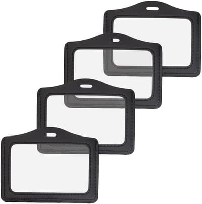 Set van 4 Waterdichte Horizontale Fotokaart Beschermers met Duidelijk Venster voor ID Kaarten, Naam Badges en Werkers
