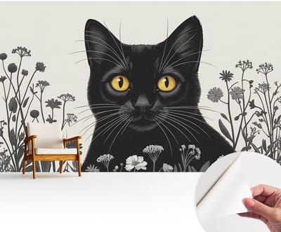 Wallfluent Zelfklevend Behang - Kattenbloemen Zelfklevend fotobehang - 416x254 cm - Wit Zelfklevend Behang - Peel-and-stick techniek - Voor de woonkamer, slaapkamer en kantoor Zelfklevend Behang