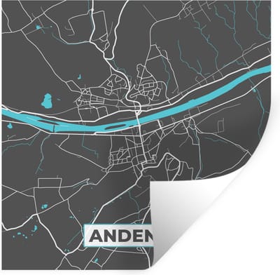 Muurstickers - Sticker Folie - Kaart – Plattegrond – Stadskaart – Andenne – België - Grijs - 100x100 cm - Plakfolie - Muurstickers Kinderkamer - Zelfklevend Behang XXL - Zelfklevend behangpapier - Stickerfolie
