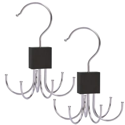 EXCITAT 2-Pack - Riemorganizer - Draaibaar - Metaal - Garderobehaak - Ruimtebesparend - Hangende opberger - Sjaal- en stropdasorganizer - Zwart