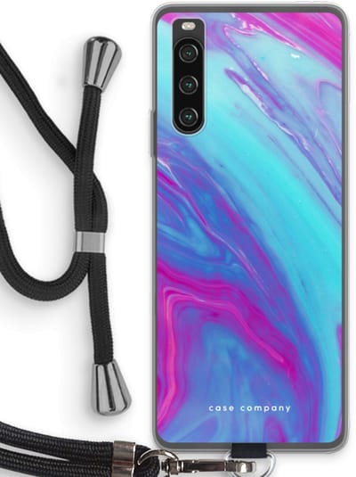 Case Company® - Hoesje met koord geschikt voor Sony Xperia 10 IV hoesje met Koord - Zweverige regenboog - Telefoonhoesje met Zwart Koord - Bescherming aan alle Kanten en Over de Schermrand