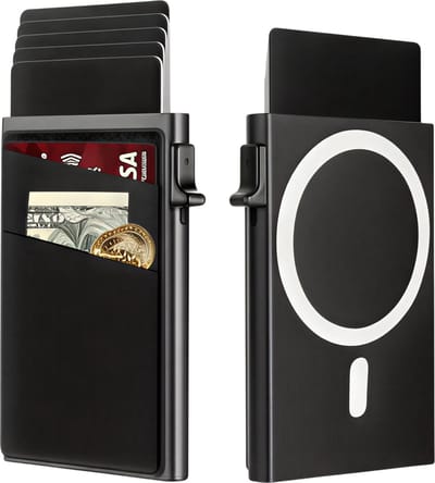 Simple Aluminum Alloy Card Wallet – Zwart – Automatische Side Push Kaarthouder met Grote Capaciteit – Anti-Diefstal Metalen Box Wallet Card Clip, Compact en Duurzaam Design