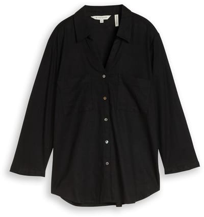 Tom Tailor - Overhemdblouse met linnen - Maat 34 - deep black