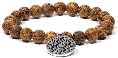 Mala/armband Wengéhout Elastisch met Bloem de Levens