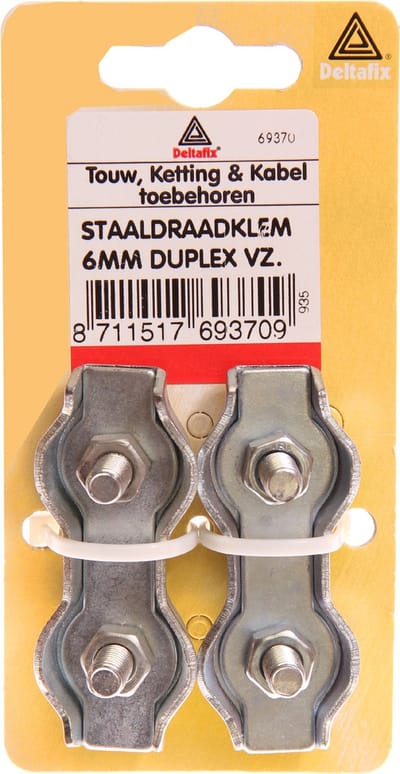 Staaldraadklem duplex 2mm verz 2mm Deltafix