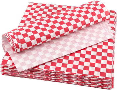 300 Vellen 25.5 x 25.5 cm Voedselveilig Inpakpapier, Geruit Vetvrij Papier voor Deli, BBQ, Sandwiches en Taarten
