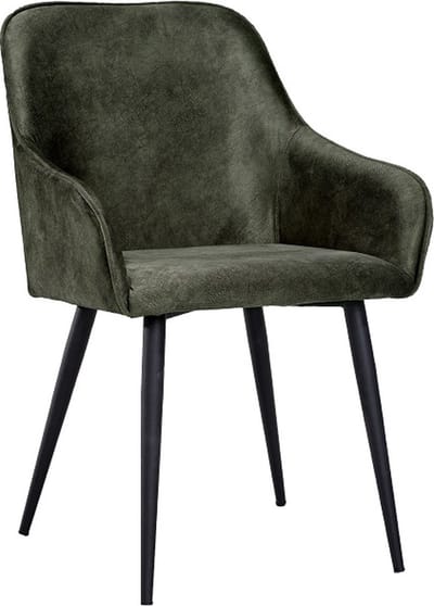 Soph & Tess - Florence Eetkamerstoel - Groen - Set van 2 - Fluweel - Velvet - Industrieel - Met armleuning - Easy Clean Stoffen