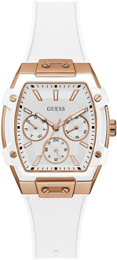 Guess Phoenix Analoge Kwartshorloge Wit Kast Gemaakt Van 100% Roestvrij Staal En Een Armband Van 100% Siliconen 35 GW0945L6