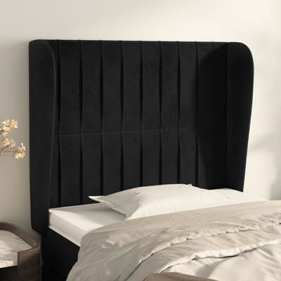 vidaXL - Hoofdbord - met - randen - 83x23x118/128 - cm - fluweel - zwart