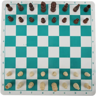 Schaakspel Imitatiehout Kunststof Glanzende Lichte Schakers met PU Schaakbord voor Beginners white