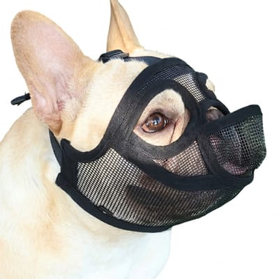 MAGICSHE Muilkorf Honden Met Korte Snuit - Met Verstelbare, Ademende Mesh - Muilkorf Franse Bulldog Met Tongontwerp Om Eten Te Voorkomen Dat Bijten Likken S