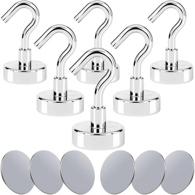 Super sterke magneethaken, 6 stuks - Max. 25 kg draagkracht voor keuken, kantoor en badkamer