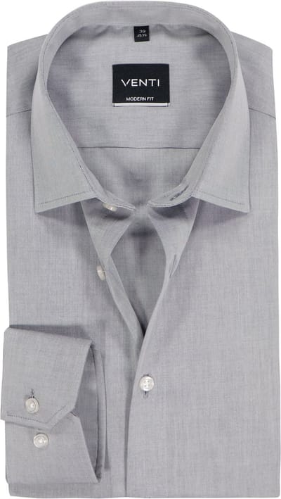 VENTI modern fit overhemd - grijs - Strijkvrij - Boordmaat: 43 (EU maat: XL)