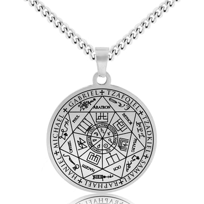 Beschermengelen Ketting Zilverkleurig - 7 Engelen Talisman / Medalion - Aartsengel - Engelen Hanger - 60cm