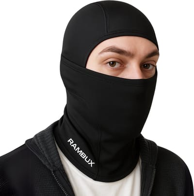 RAMBUX® Thermo Balaclava - Bivakmuts - Helmmuts Motor & Scooter - Zwart - Ski Masker - Full Face Fleece Muts - Unisex - Zwart - One Size - Voor Wintersport & Outdoor