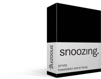 Snoozing Jersey - Hoeslaken Extra Hoog - 100% gebreide katoen - 70x200 cm - Zwart