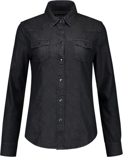 Lemon & Soda denim blouse voor dames in de kleur dark blue denim in de maat S