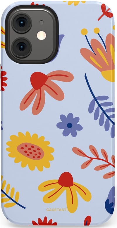 Casetastic hoesje geschikt voor Apple iPhone 12 Mini - Dubbellaagse bescherming - Bloemenval - Fashion Case - Lavendel Goud Terracotta