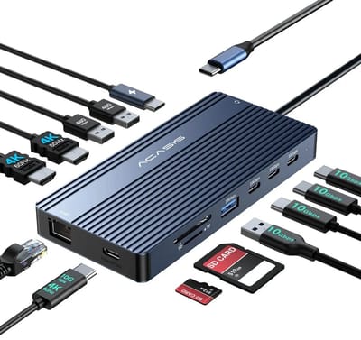 Acasis - 14-poorts - 4K 60Hz - USB-C dockingstation - PD - 100W Opladen - USB C Video & Data