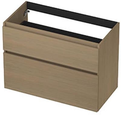 INK - Onderkast 2 Laden Greeploos met Houten Keerlijst A-symmetrisch - 900x450x650 Mm - Olijf Eiken