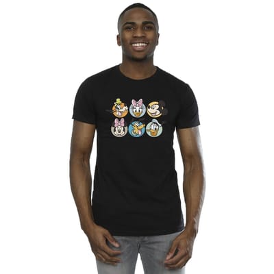 Disney Heren Mickey Mouse And Friends Gezichten T-Shirt (Zwart)