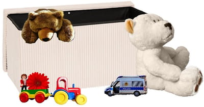 Atmosphera Speelgoed en spullen opbergkist - opvouwbaar - wit - MDF/polyester - 76 x 38 x 38 cm - waar je ook op kan zitten