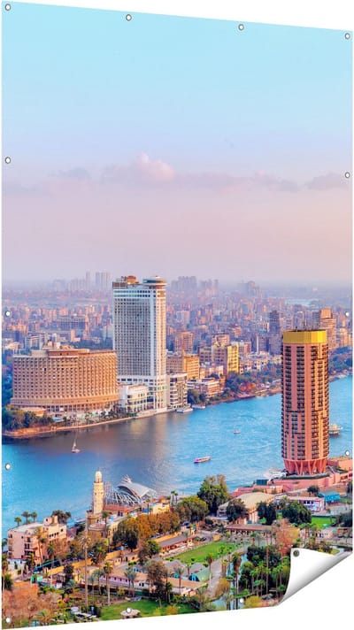 Gards Tuinposter De Nijl Rivier in Cairo, Egypte - 120x180 cm - Tuindoek - Tuindecoratie - Wanddecoratie buiten - Tuinschilderij