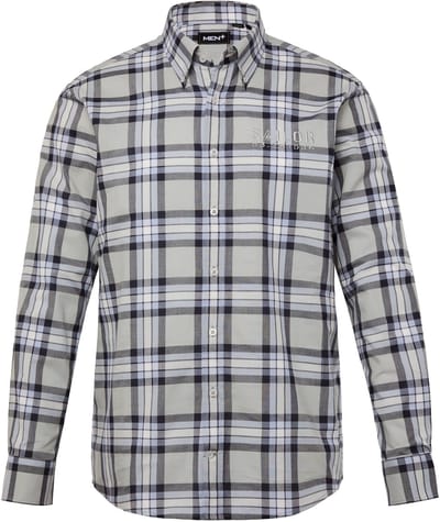Men Plus - Heren - Ruitenshirt lange mouwen buttondown-kraag Comfort Fit - Grijs - Maat 3XL