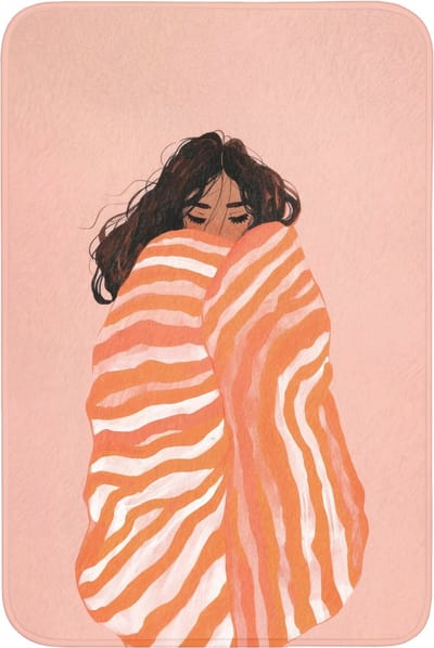 Badmat 60x90 cm - Antislip - Meisje - Deken - Gestreept - Oranje - Badmatten voor badkamer - Badkamermat - Douchemat - Badkamer mat