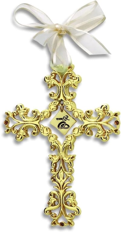 Verjaardag Muurkruis - 50 Jaar Decoratie - Feestelijke Herdenking - Met Lint - 5 Inch - Goud