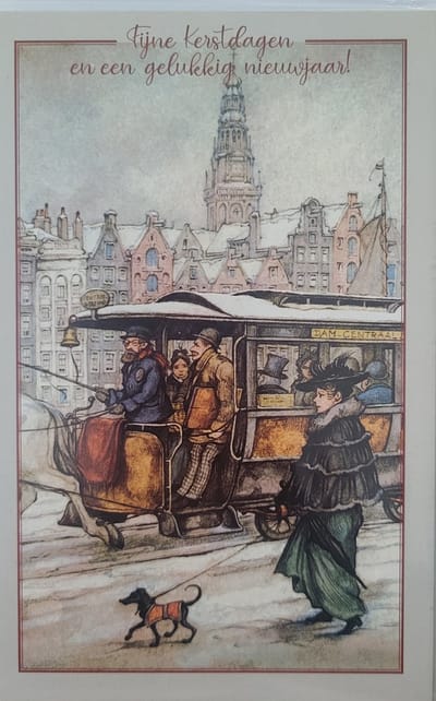 8 Kerstkaarten paardentram Amsterdam - Kaarten met enveloppen Anton Pieck