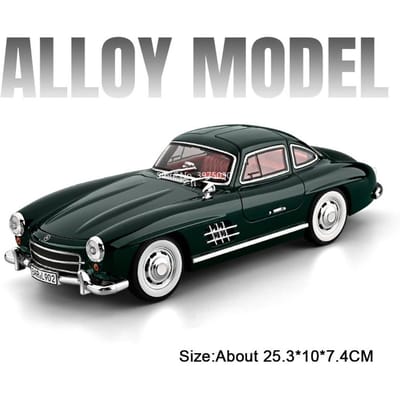 1:18 Legering Benz 300Sl Auto Modellen Diecast Speelgoed Rubberen Banden Wielen Terugtrekmechanisme Miniatuur Vintage Auto Licht Muziek Voertuig Huisdecoratie