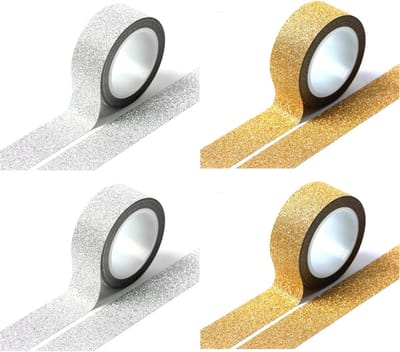 Set van 4 gouden linttape - Luxe glanzend goudfolie-ontwerp, groot formaat voor verschillende projecten, gemakkelijk te gebruiken, veelzijdig