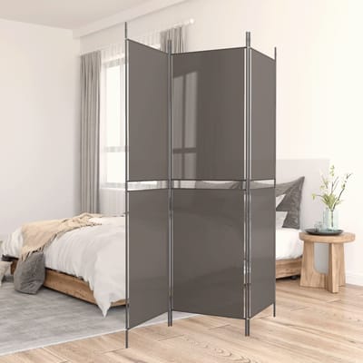 vidaXL - Kamerscherm - met - 3 - panelen - 150x180 - cm - stof - antracietkleurig