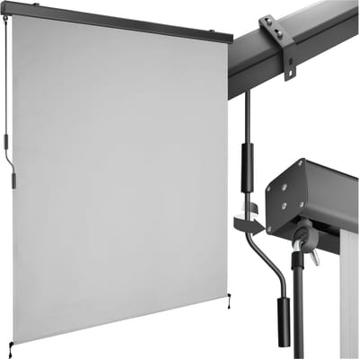 tectake® Verticale Luifel Eloise - 160 x 250 cm - Zonwering - Rolgordijn Buiten - Schaduwdoek met 2 Wandhouders - Met Handslinger - Winddicht Zonnescherm - Voor Balkon, Terras, Tuin en Bevestiging aan Muren - Lichtgrijs