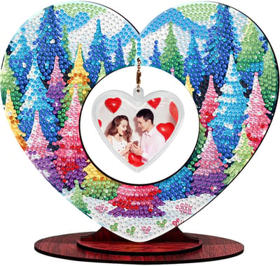 Fotolijstje hart - 213 - Kerstbomen / Bos - diamond painting - compleet pakket - Diamond painting by Wietske