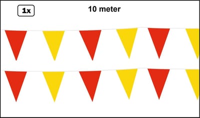 Vlaggenlijn rood/geel 10 meter - Meerkleurig - vlaglijn festival blok vlaglijn thema feest festival verjaardag landen