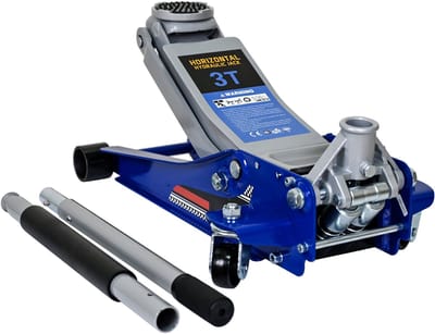 MODFU - Hydraulische Garagekrik - Laag Profiel - Dubbele Pomp - Voor Autoonderhoud - Staal - Blauw En Zilver