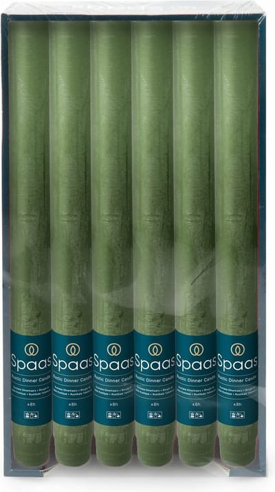 Spaas Dinerkaarsen rustiek - donkergroen - 12x - 25 cm - 10 branduren - huishoudkaarsen